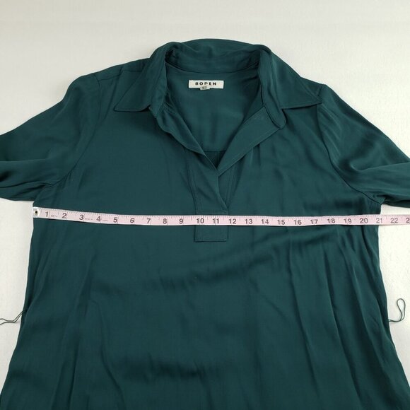 Boden Long Sleeve Maxi Dress Womens 12 R Green Collared Pullover Pocket *No Tie* - Picture 16 of 16
